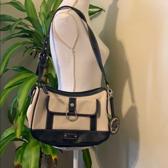 Canvas and leather shoulder bag - Picture 1 of 4